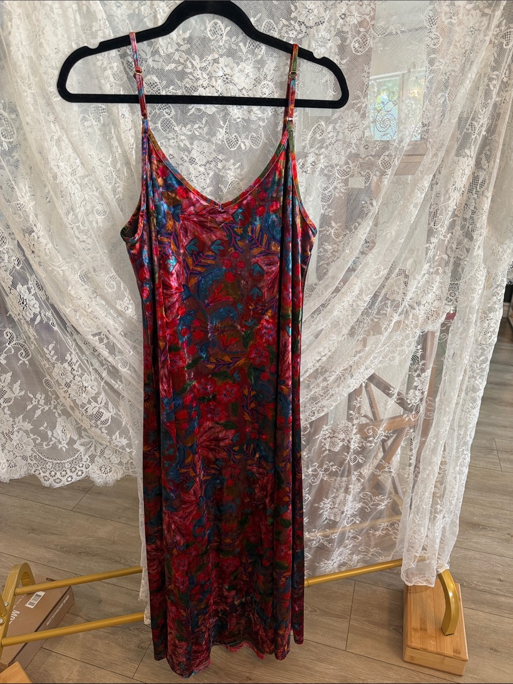 NATURAL LIFE Multicolor Floral Maxi Slip Dress with Pink & Blue Accents - Picture 5 of 5